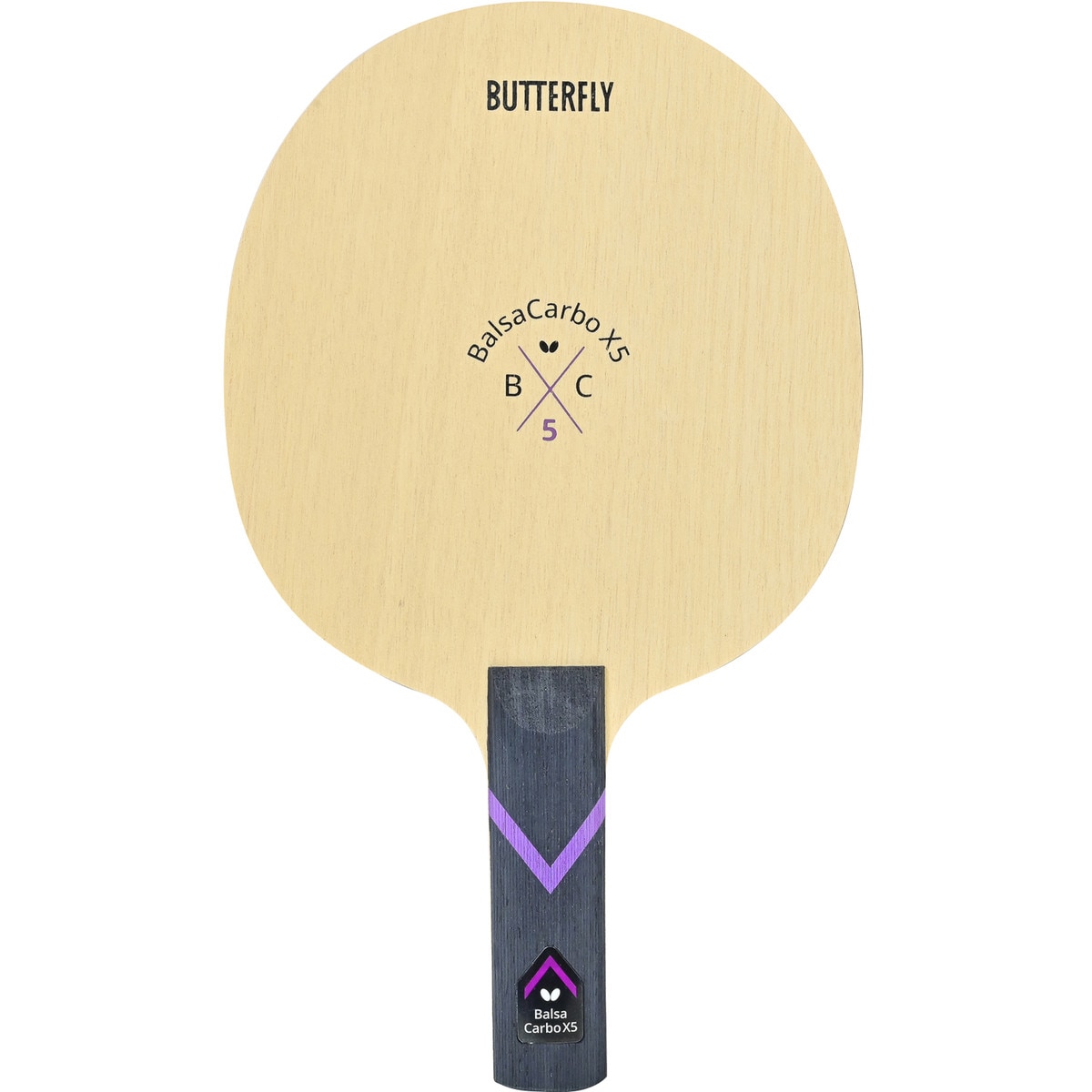 Butterfly BalsaCarbo X5 22 Blade: Full Frontal View of Straight Handle Type